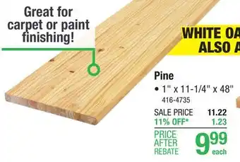 Menards Ready-to-finish pine 1 x 11-1/4 x 48 long stair tread offer