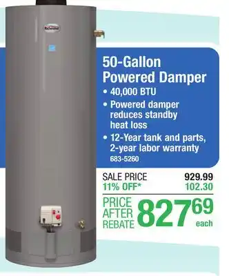 Menards Richmond encore 50 gallon 12-year 40,000 btu tank natural gas water heater offer