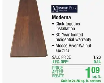 Menards Monroe park moderna moose river walnut 8-1/32 x 47-5/8 laminate flooring (21.26 sq.ft./ctn) offer