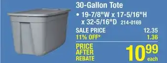 Menards Edge plastics 30-gallon gray storage tote offer