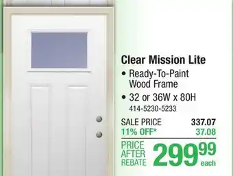 Menards Mastercraft 32w x 80h primed steel mission lite exterior door system - right inswing offer
