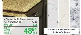 Menards Customcraft countertops quartz fairbanks series b - square feet offer