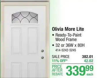 Menards Mastercraft olivia 32w x 80h primed steel more lite exterior door system - right inswing offer