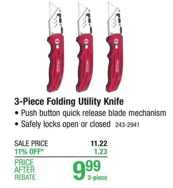 Menards Tool shop quick change folding utility knife set - 3 piece offer