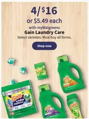 Walgreens Gain laundry care offer
