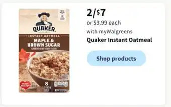 Walgreens Quaker instant oatmeal offer