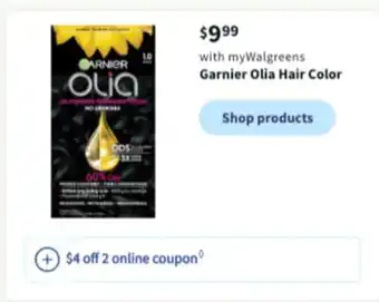 Walgreens Garnier olia hair color offer