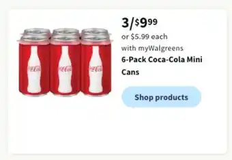 Walgreens 6-pack coca-cola mini cans offer