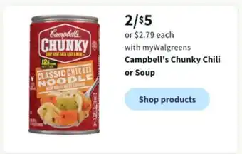 Walgreens Campbell's chunky chili or soup offer