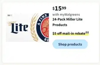 Walgreens 24-pack miller lite products offer