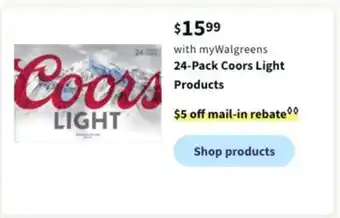 Walgreens 24-pack coors light products offer
