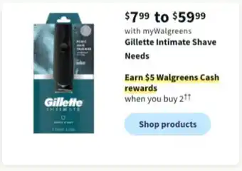 Walgreens Gillette intimate shave needs offer