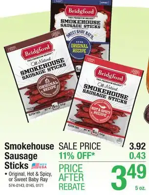 Menards Bridgford original recipe smokehouse sausage sticks - 5 oz offer