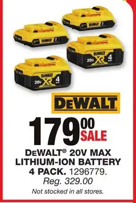 Blain's Farm & Fleet Dewalt 20v max lithium-ion battery 4 pack offer