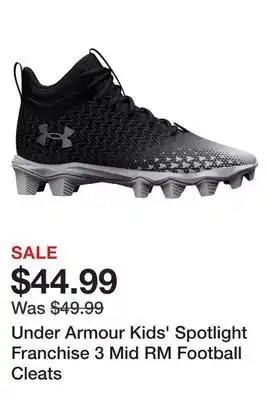 Dick's Sporting Goods Under armour kids' spotlight franchise 3 mid rm football cleats offer