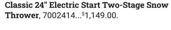 Ace Hardware Classic 24 electric start two-stage snow thrower offer