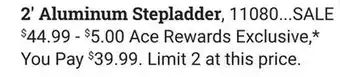 Ace Hardware Werner 2' aluminum stepladder offer