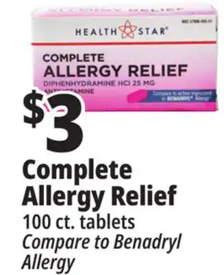 Ocean State Job Lot Health star 25 mg complete allergy relief, 100 tablets offer