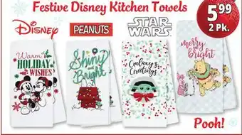 Ocean State Job Lot Festive disney kitchen towels offer