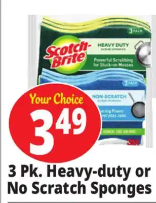 Ocean State Job Lot Scotch-brite heavy-duty scrub sponges, 3 count offer