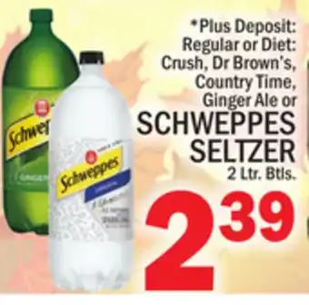 C Town Schweppes seltzer 2 ltr. btls offer