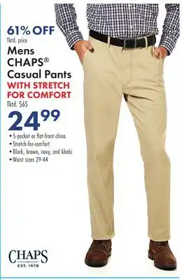Boscov's Mens chaps casual pants with stretch for comfort offer