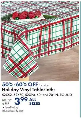 Boscov's Holiday vinyl tablecloths offer