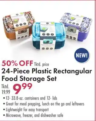 Boscov's 24-piece plastic rectangular food storage set offer