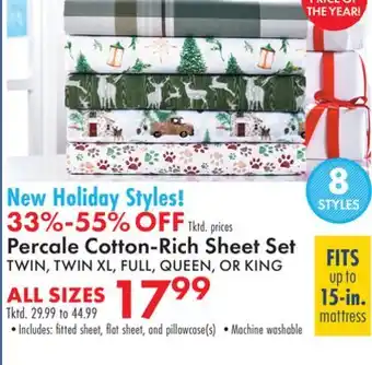 Boscov's Percale cotton-rich sheet set offer