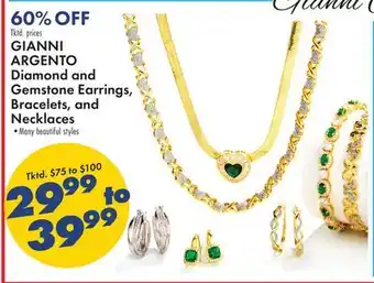 Boscov's Gianni argento diamond and gemstone earrings, bracelets, and necklaces offer