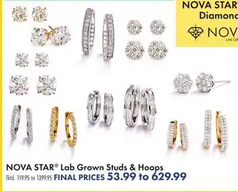 Boscov's Nova star lab grown studs & hoops offer
