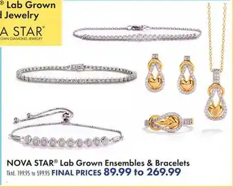 Boscov's Nova star lab grown ensembles & bracelets offer