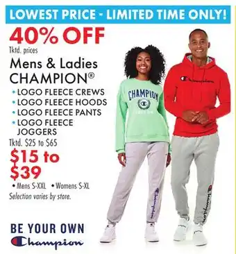 Boscov's Mens & ladies champion offer