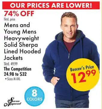 Boscov's Mens and young mens heavyweight solid sherpa lined hooded jackets offer