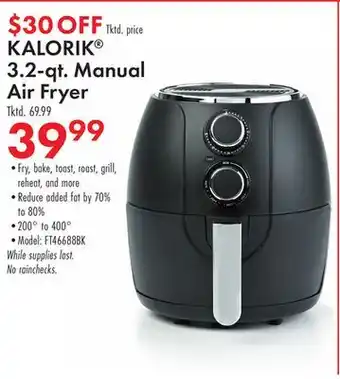 Boscov's Kalorik 3.2-qt. manual air fryer offer