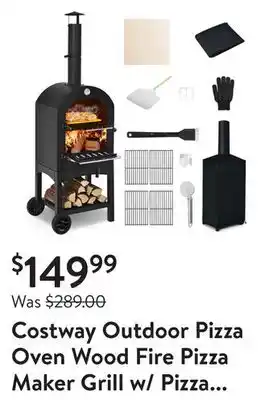 Walmart Costway outdoor pizza oven wood fire pizza maker grill w/ pizza stone & waterproof cover offer