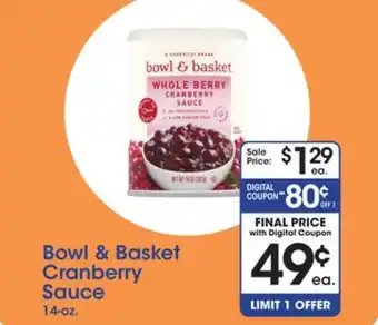 Price Rite Bowl & basket cranberry sauce offer