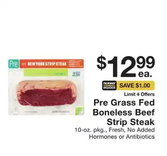 Fairway Store Market Pre grass fed boneless beef strip steak offer