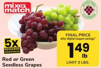 ACME Red or green seedless grapes offer
