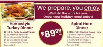 ACME Homestyle turkey dinner offer
