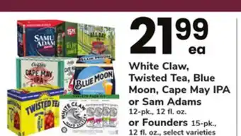 ACME White claw, twisted tea, blue moon, cape may ipa or sam adams 12-pk., 12 fl. oz. or founders 15-pk., 12 fl. oz offer