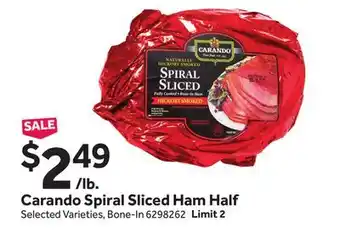 Stop&Shop Carando spiral sliced ham half offer