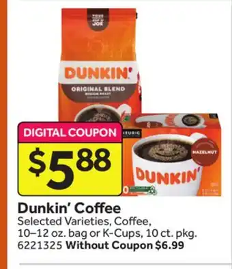 Stop&Shop Dunkin' coffee offer
