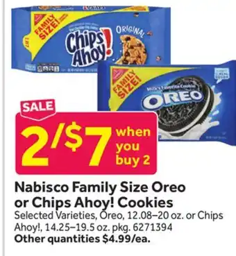 Stop&Shop Nabisco family size oreo or chips ahoy! cookies offer