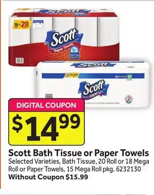 Stop&Shop Scott bath tissue or paper towels offer