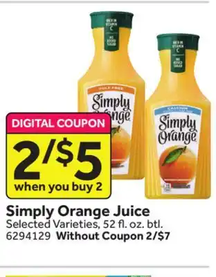 Stop&Shop Simply orange juice offer