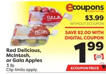 Weis Markets Red delicious, mcintosh, or gala apples offer