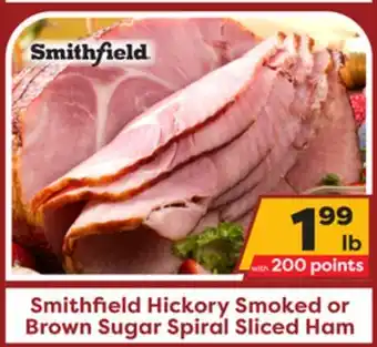 Weis Markets Smithfield hickory smoked or brown sugar spiral sliced ham offer
