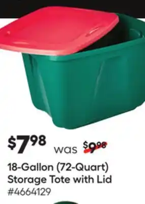 Lowe's 18-gallon (72-quart) storage tote with lid offer