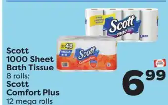 Weis Markets Scott 1000 sheet bath tissue 8 rolls scott comfort plus 12 mega rolls offer